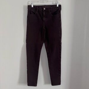 American Eagle Womens Size 8 HI RISE JEGGING Maroon Jeans Next Level Stretch